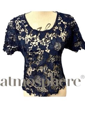Atmosphere Navy Crochet Lace Crop Top (S)